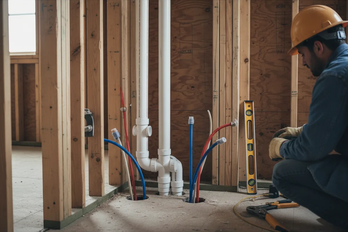 Drain and supply rough-in during Drain Cleaning in Mansfield